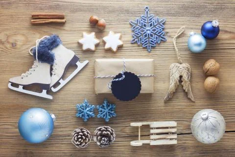 Christmas Flat Lay Stock Photos