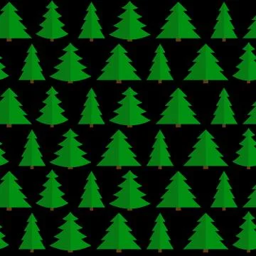 Christmas Flat Tree Seamless Pattern Background Vector Illustrat Stock Illustration