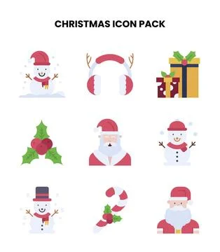 Christmas Flat Vector Icons Pack 스톡 일러스트