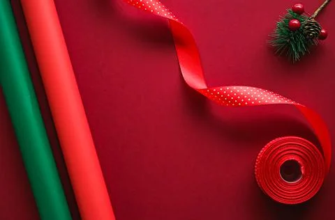 Christmas flatlay and holiday design concept. Decoration, ornament and xmas gift Stock Photos