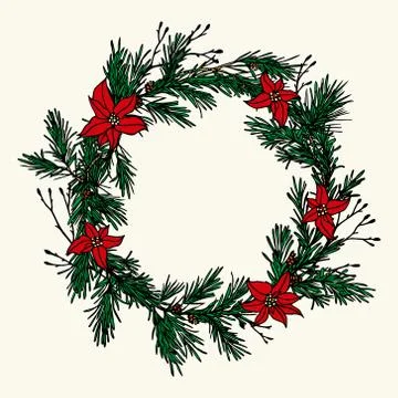 Christmas floral frame Stock Illustration