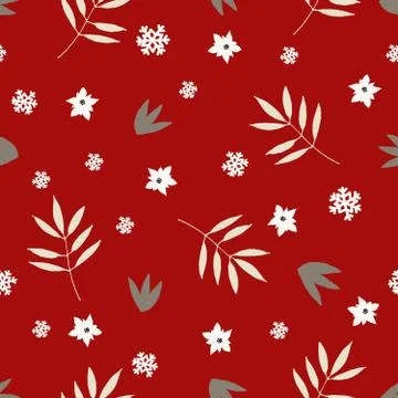 Christmas Floral Seamless Pattern Stock Illustration