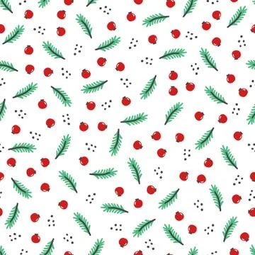 Christmas floral seamless pattern Stock Illustration