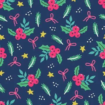 Christmas floral seamless pattern Stock Illustration