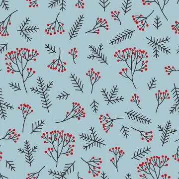 Christmas floral seamless pattern. Winter nature background. Stock Illustration