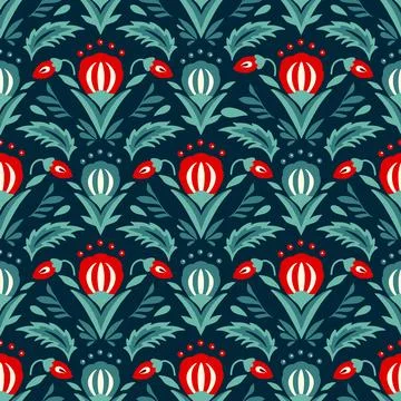 Christmas flower vector seamless pattern ornate boho background Stock Illustration