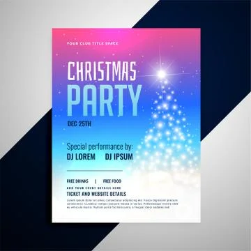 Christmas flyer template with glowing tree and colorful background Stock Illustration