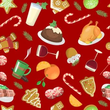 Christmas food pattern vector illustration Stock Illustration