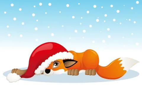 Christmas fox Illustrazione stock
