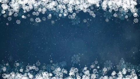 Christmas Frame on Blue Background. Winter Card with Snowflakes, Stars and Snow. 스톡 동영상 69117074