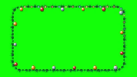 Christmas-frame-border-3d-ornament-ring-green-screen 스톡 동영상 345702445