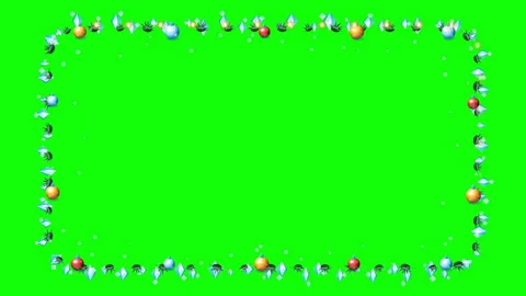 Christmas-frame-border-3d-snow-globe-green-screen Видео 345702438
