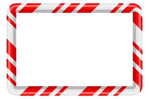 Christmas frame with candy cane pattern isolated on white background Illustrazione stock