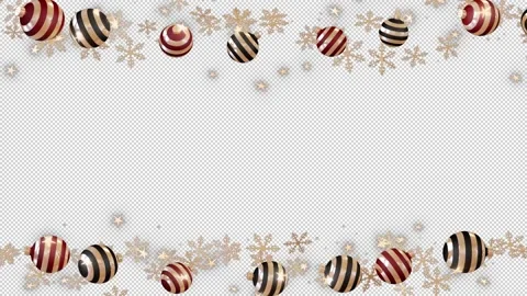 Christmas frame with Christmas decorations and gold snowflakes Stock Footage 222374398