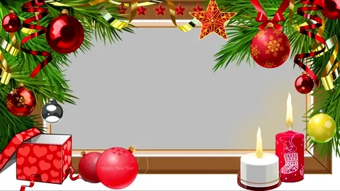 Christmas frame with Christmas decorations empty in the center 動画素材 226599770
