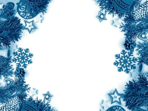 Christmas frame in cold tones. Stock Photos