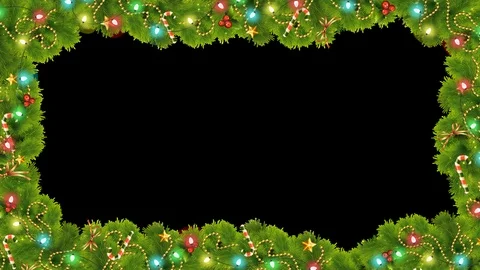 Christmas Frame with lights Alpha Stock Footage 99171085