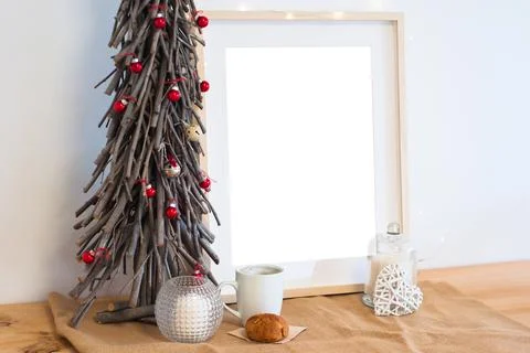 Christmas frame mock up Illustrazione stock