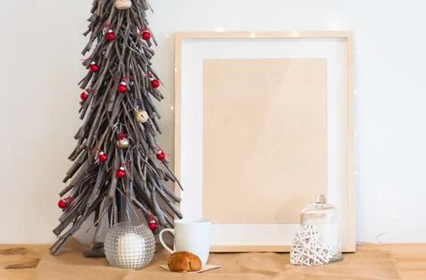 Christmas frame mockup Stock Illustration