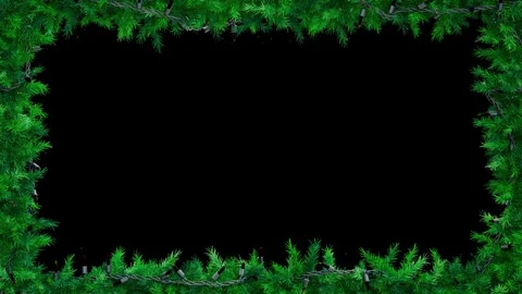 Christmas frame or new year frame with fir or pine leaves and light bulbs Stock Footage 321863439