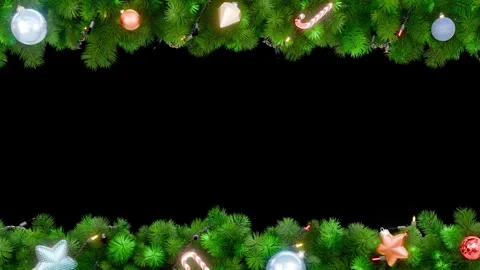 Christmas frame or new year frame with green fir or pine leaves Stock Footage 322068690