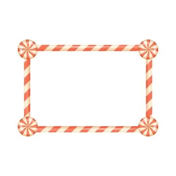 Christmas frame with peppermint candy corners and cane structure Stock Illustration