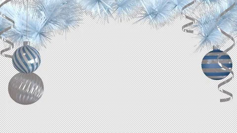 Christmas frame with a pine branches and Christmas balls Stock Footage 257094168