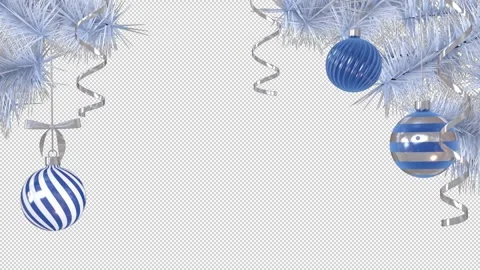 Christmas frame with a pine branches and Christmas decorations Stock Footage 257406010