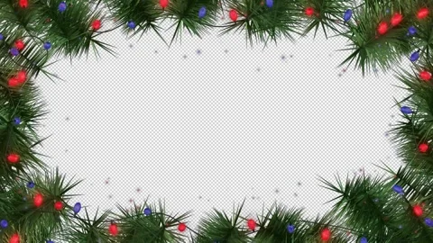Christmas frame with a pine branches and Christmas lights Stock Footage 259731612
