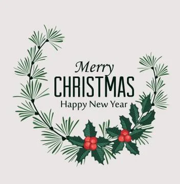 Christmas frame with pine branches and mistletoe Stock Illustration