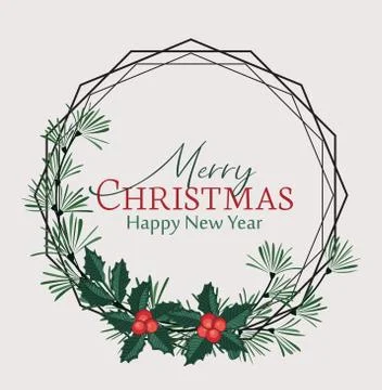 Christmas frame with pine branches and mistletoe Stock Illustration