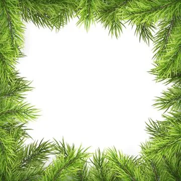 Christmas frame with pine branches and shadow isolated on white. EPS 10 스톡 일러스트
