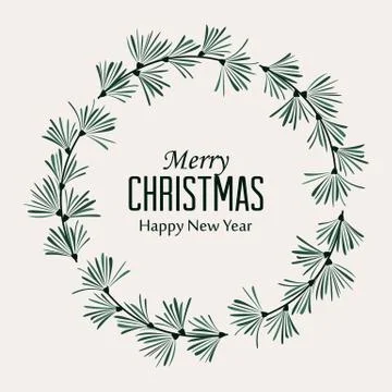 Christmas frame with pine branches Stock Illustration