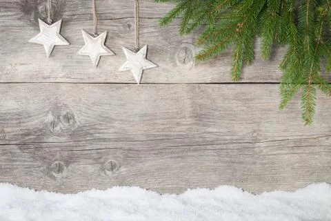 Christmas frame of pine tree branches Stock Photos