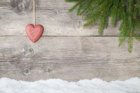 Christmas frame of pine tree branches Stock Photos