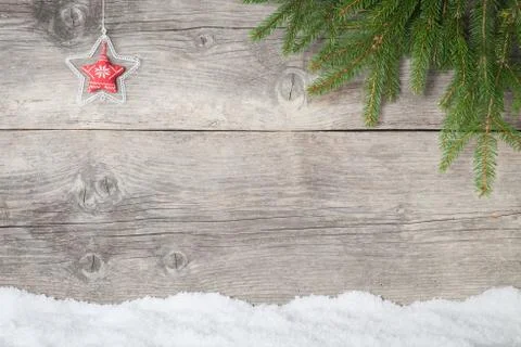 Christmas frame of pine tree branches Stock Photos