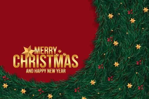 Christmas frame on red background with space for text 스톡 일러스트