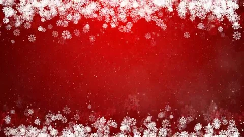 Christmas Frame on Red Background. Winter Card with Snowflakes, Stars and Snow. Stock-Footage 69117366