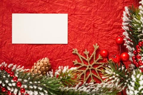 Christmas frame on red Stock Photos