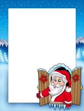Christmas frame with Santa in window Stock-Illustration