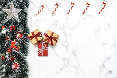Christmas frame on snow background Stock Photos