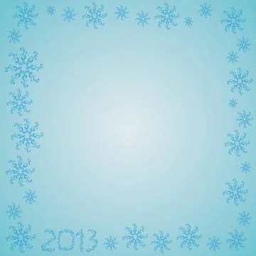 Christmas frame with snowflakes on a blue back 2013 Stock Illustration