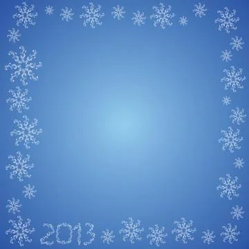 Christmas frame with snowflakes on a blue back 2013 Stock Illustration