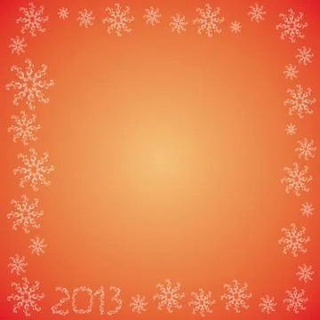 Christmas frame with snowflakes on a red background 2013 Stock Illustration