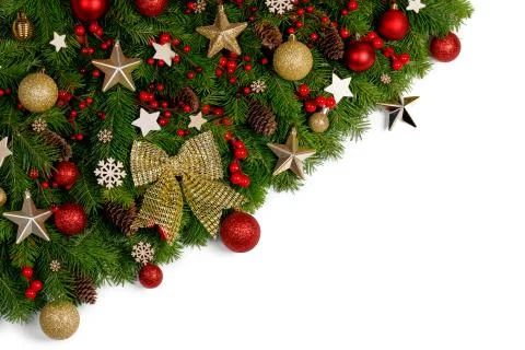 Christmas frame of tree branches Stock Photos
