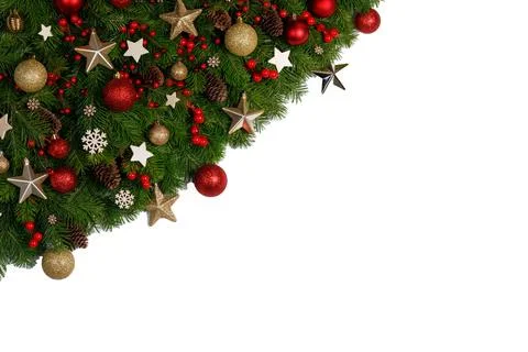 Christmas frame of tree branches Stock Photos