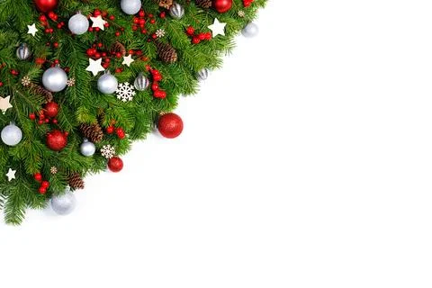 Christmas frame of tree branches Stock Photos