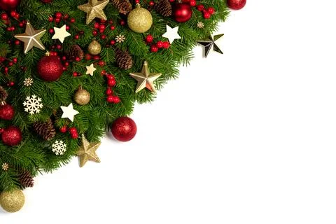 Christmas frame of tree branches Stock Photos