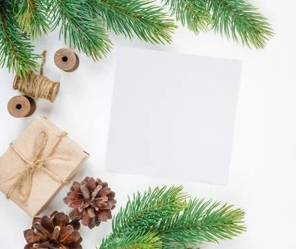 Christmas frame on a white background Stock Photos