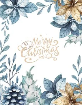 Christmas frame.Holiday wreaths. Decoration christmas wreath circle set. Blue Stock Illustration